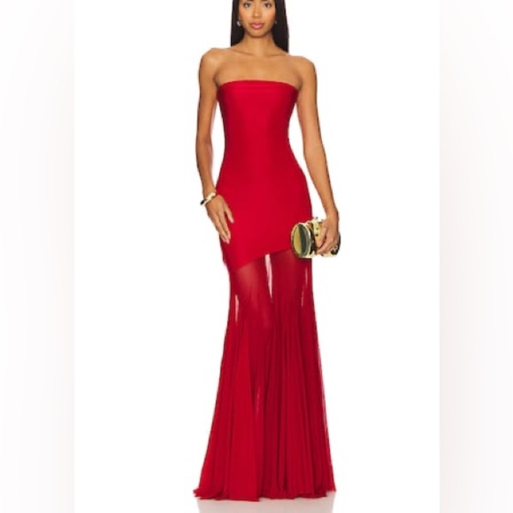 Deme by Gabriella Dahlia Gown in Maroon strapless red maxi dress flowy ball gown